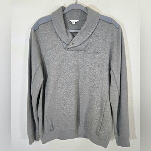 Calvin Klein Light Gray Men's Shawl Neckline Sweater Work Preppy Academia, L